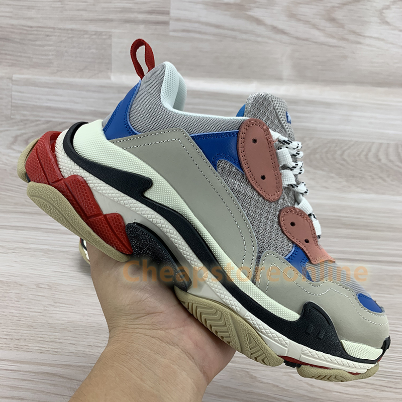 Triple S Chunky Casual Shoes Black White Metal Grey Platform Sneaker Beige Green Yellow Light Blue Cream Yellow Red Height Increase Men Women Dad Shoe