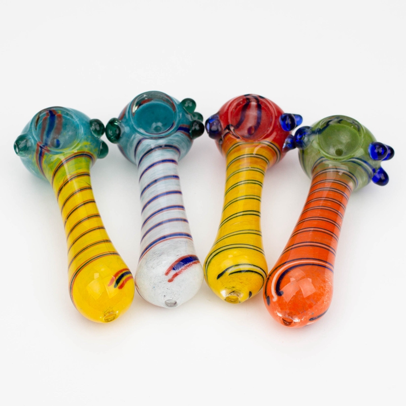 Cool Colorful Thick Glass Pipes Portable Spoon Bowl Dry Herb Tobacco Filter Bong Handpipe Handmade Oil Rigs Smoking Cigarette Holder