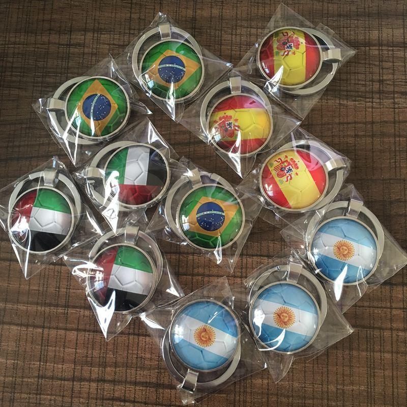 World Country Flags Keychain Football Car Key holder Hand Bag Accessories Spain Brazil flag Soccer Key Rings 32 Teams Souvenir