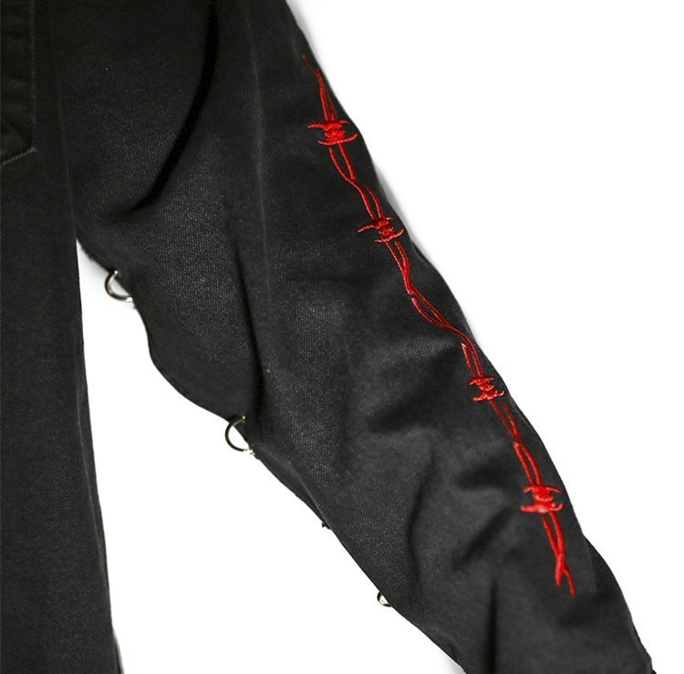 Мужские куртки Harajuku Готический череп Черная джинсовая куртка мужская рок панк тяжелая металлическая толстовка Sudadera подвески Hole Streetwear 220919