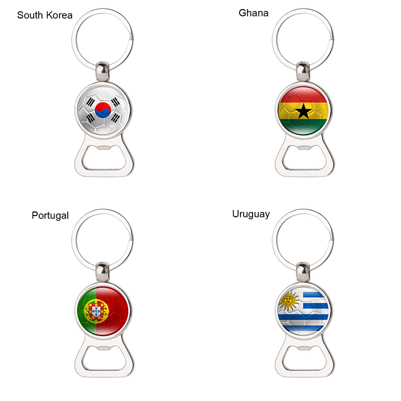 Otwieracz do butelek kluczyek piłkarski pierścienie flagi wiejskie piwo edc pamiątka Katar Hiszpania Portugalia Brazylia Fani piłkarskiej