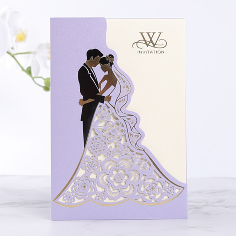 Greeting Cards Bride And Groom Laser Cut Wedding Invitation Elegant Luxury Printing Decor Party Supplies 220919