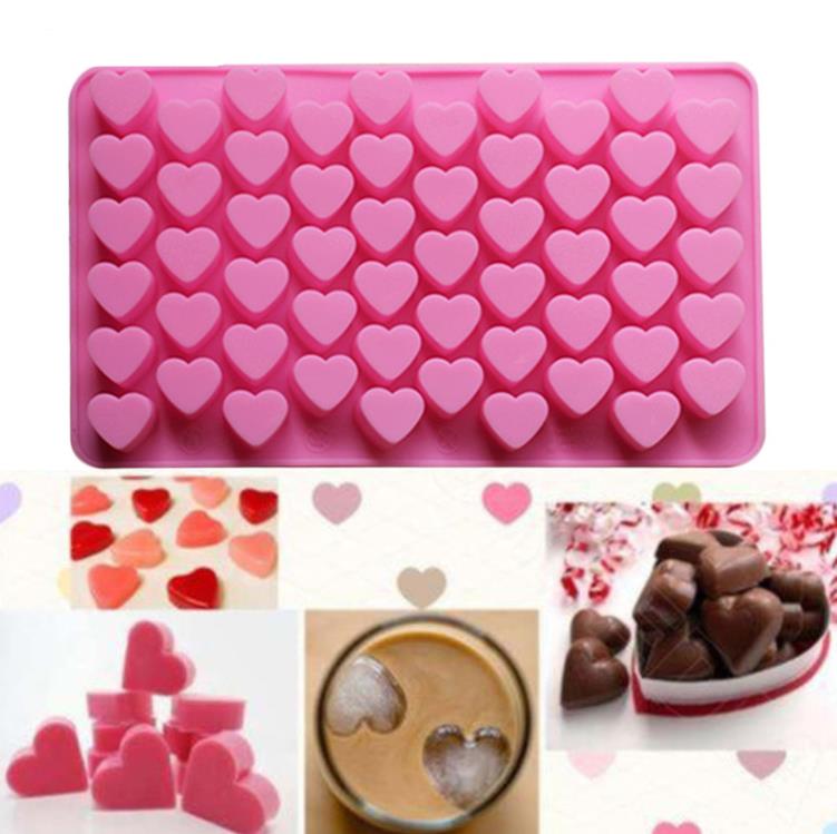 Mini 55 Holes Non-Stick Silicone Chocolate Cake Mould Love Heart Shaped Mousse Jelly Molds SN4891