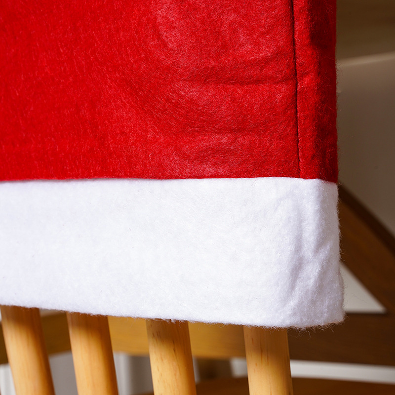 Julen icke-vävd stol täcker jultomten hatt matsolar slipcovers xmas röd stol bakdekor