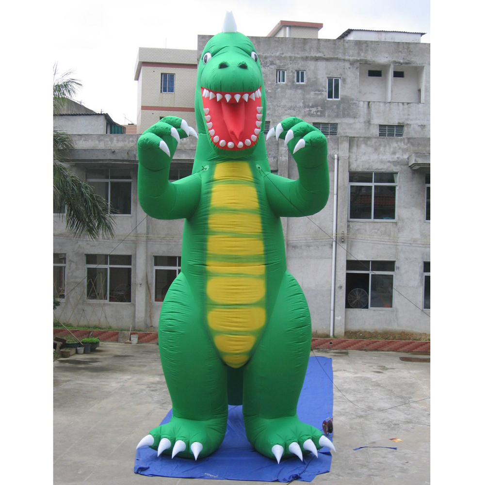 Animal de desenho de dinossauro inflável gigante para decoração de eventos ao ar livre atraente escultura verde dragão verde