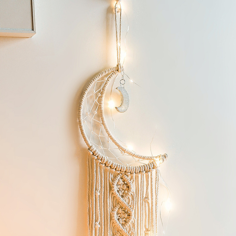 Objetos decorativos Figuras Macrame Dream Catcher Boho Decoração Lua Ramadã Decoração Parede pendurada Baby Nordic Room Kids Bursery 220919