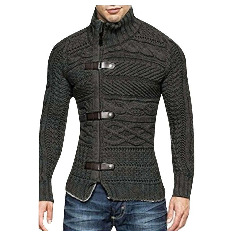 Hommes chandails pull solide longue automne Blouse et pull col roulé hiver manches haut pulls petit manteau 220919