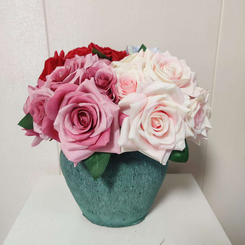 Decoraci￳n de Navidad Ang Decoraci￳n de bodas Flores Sala de estar Artificial Flower Housing Ornnaments 7 Rosas de amantes y cuerno rosas