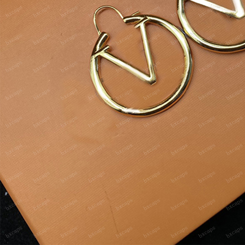 3 cm 4 cm 5 cm Pendientes de oro Diseñador para mujer Joyería Carta Stud Lujo Marca clásica Pendiente de aro Fiesta de bodas con Box280M