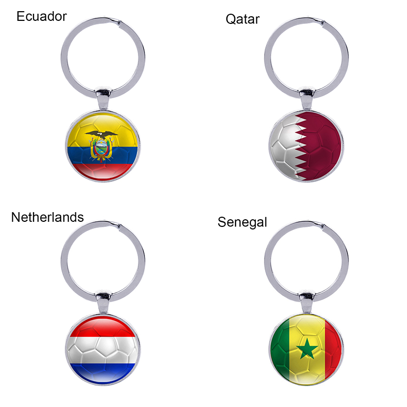 سلاسل المفاتيح Fooball دول العالم العلم سلسلة مفاتيح لكرة القدم خواتم المشجعين تذكارية أزياء الرجال النساء مفتاح حامل هدايا دعائية