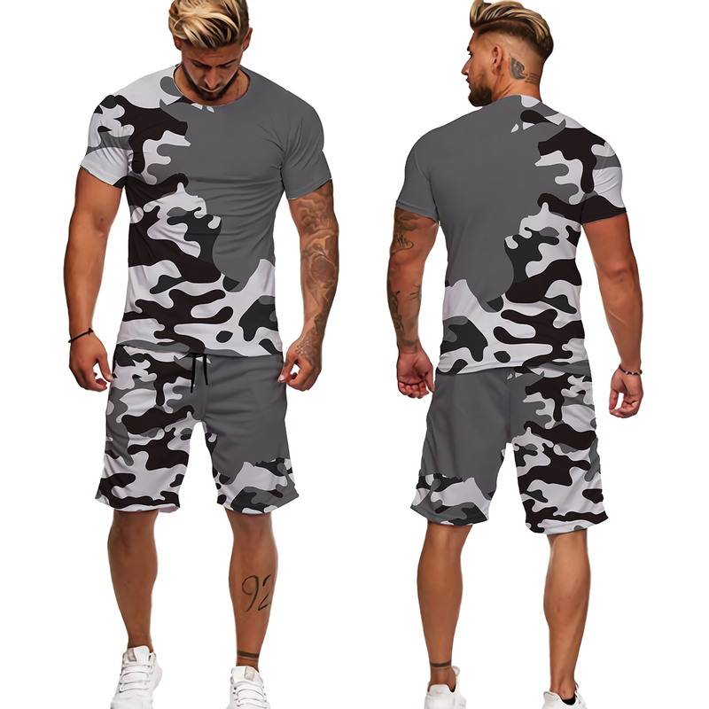 Men's Tracksuits Summer Camouflage Tees/Shorts/Suits T Shirt Shorts Tracksuit Sport Style Outdoor Camping Hunting Casual Mens Clothes 220919