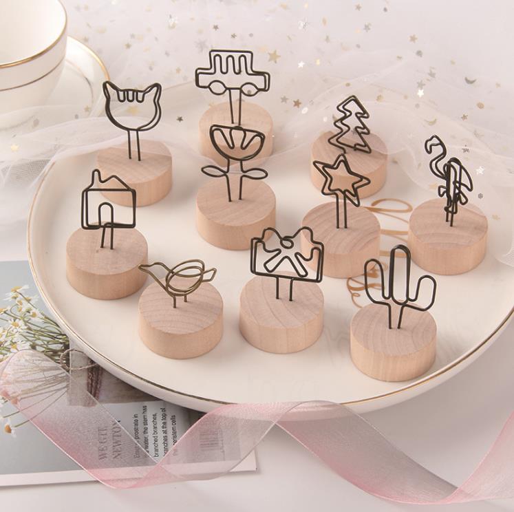 Party Supplies Round Wood Note Bildram Tabellnummer Bröllop Po Clip Memo Namn Kort Pendant Holder SN4694