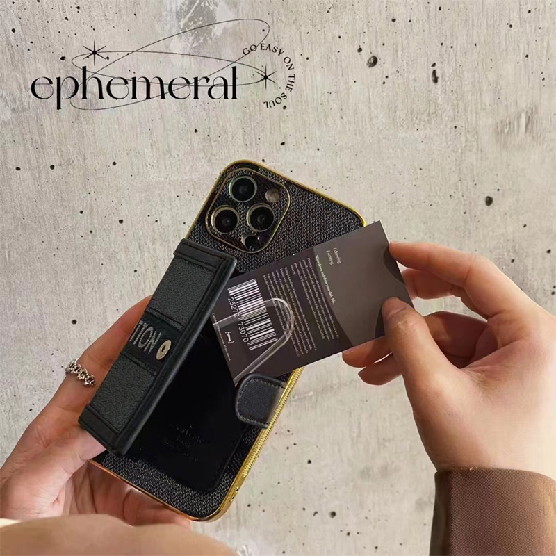 Designer mobiltelefonfodral för iPhone 15 15Pro 14 14Pro 14Plus 13 13Pro 12 12Pro 11 Pro Max Leather Handbag Case Card Holder Luxury Mobiltelefonskydd med Lanyard