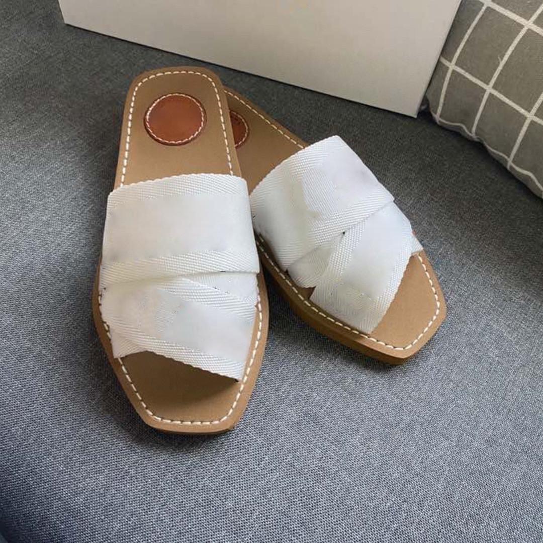 Summer Slippers Women's Canvas Ribbon Flat Bottom Slippers Low Heel Outdoor Casual Slippers Fashion Shoes Size 35-42
