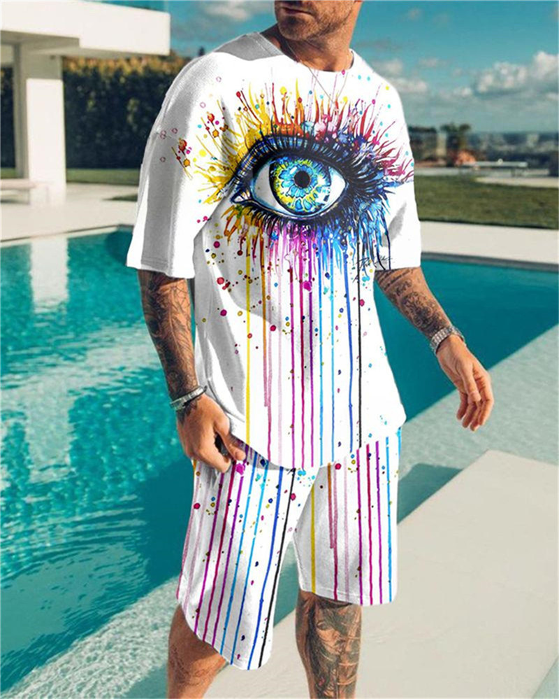 Survêtements pour hommes est vêtements surdimensionnés Vintage Tshirt Shorts Set Homme Survêtement Summer Ghost Face 3D Imprimé Hommes Tenues Casual 220919