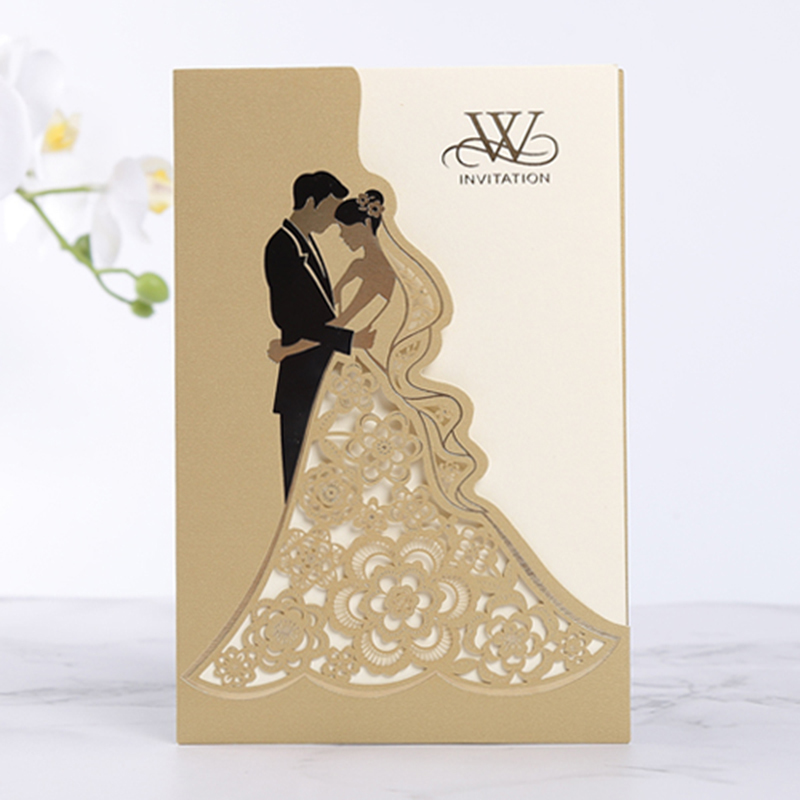 Greeting Cards Bride And Groom Laser Cut Wedding Invitation Elegant Luxury Printing Decor Party Supplies 220919