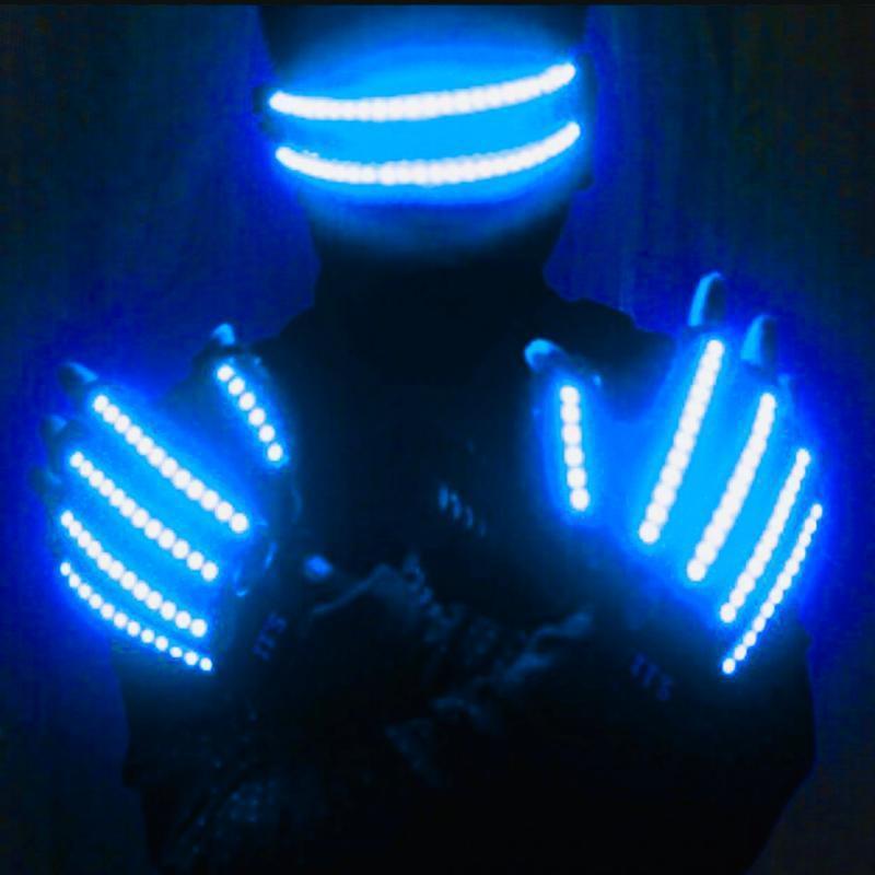 LED 장갑 NEON GUANTES GLAING HEN BAR DJ PARTY LIGHT PROPS 빛나는 번쩍임 무대 의상 격자 용품 220919