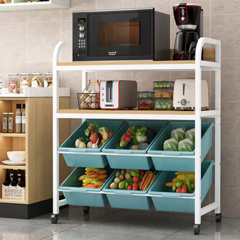 Home Kitchen Mikrowellen-Ofen-Rack Floor Mobile Trolley Lagernregal mehrschichtige Storage Racks