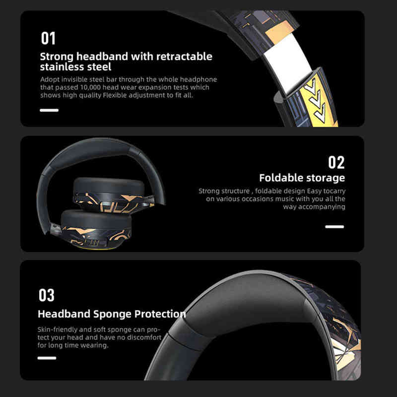 ヘッドセットHifi Steroワイヤレスヘッドフォンは、PS4スイッチのセルラーゲーマーT220916用の取り外し可能なマイクBluetoothゲームヘッドセットを備えたワイヤレスヘッドフォン