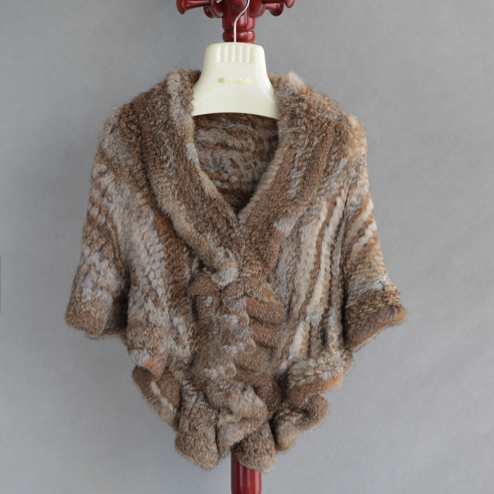 Women's Fur Faux Genuine real natural women's knitted rabbit fur shawl girl's fashion coat shawls 220919