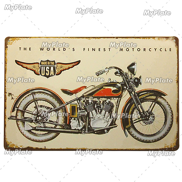 Moto métal peinture signe Vintage Plaque étain signe décoration murale pour Garage Club plaque artisanat Art Route 66 affiche cadeau personnalisé en gros taille 30X20 CM