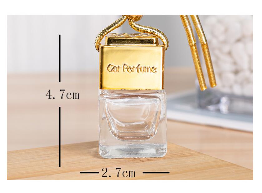 8ML Cubo Vacío Cuadrado Perfume Botellas de vidrio Aceites esenciales Difusores Colgante Hueco hacia fuera Aceite Retrovisor Ornamento Aire Fragancia Botellas Coche Colgando