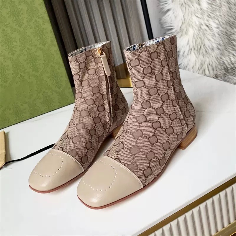 مصمم أحذية السيدات أحذية جلدية متوقعة مزدوجة G Bootss Fall Winter Brand Shoes Fashion Propelectile Madfort مع مربع الحجم 35-42