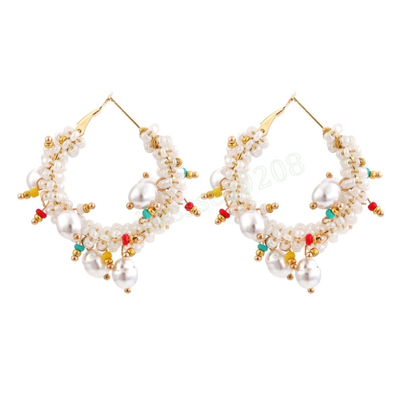 Boucles d'oreilles bohème en fausses perles pour femmes, Vintage, en résine, en perles, accessoires de bijoux faits à la main