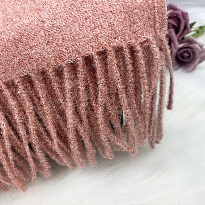 Scarves Winter Scarf Solid Thicker Women Wool Cashmere Neck Head Warm Pashmina Lady Shawls And Wraps Bandana Tassel 220920