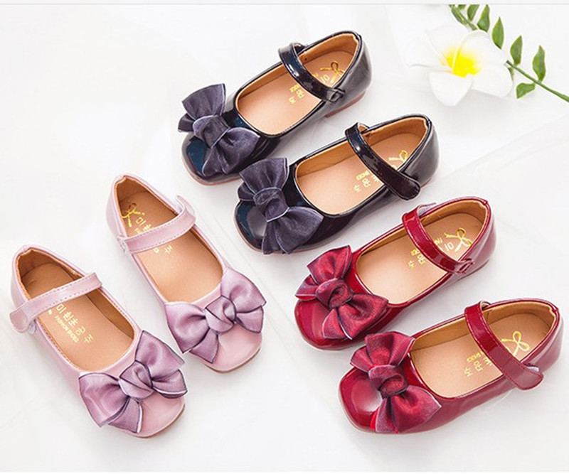 Turnschuhe Frühling Herbst bowknot Mädchen Prinzessin Schuhe Für Kinder Schwarz Leder Student Rosa Rot 3 4 5 6 7 8 15T 220920