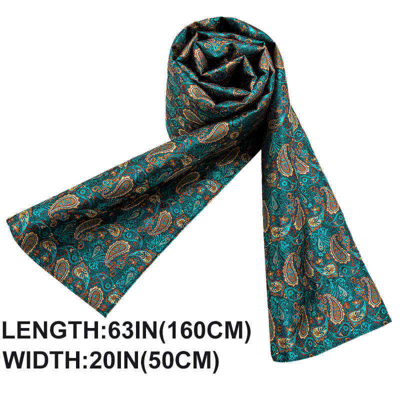 Foulards Nouvelle mode hommes écharpe vert Jacquard Paisley % foulard en soie cravate automne hiver costume d'affaires décontracté chemise écharpe ensemble Barry.Wang T220919