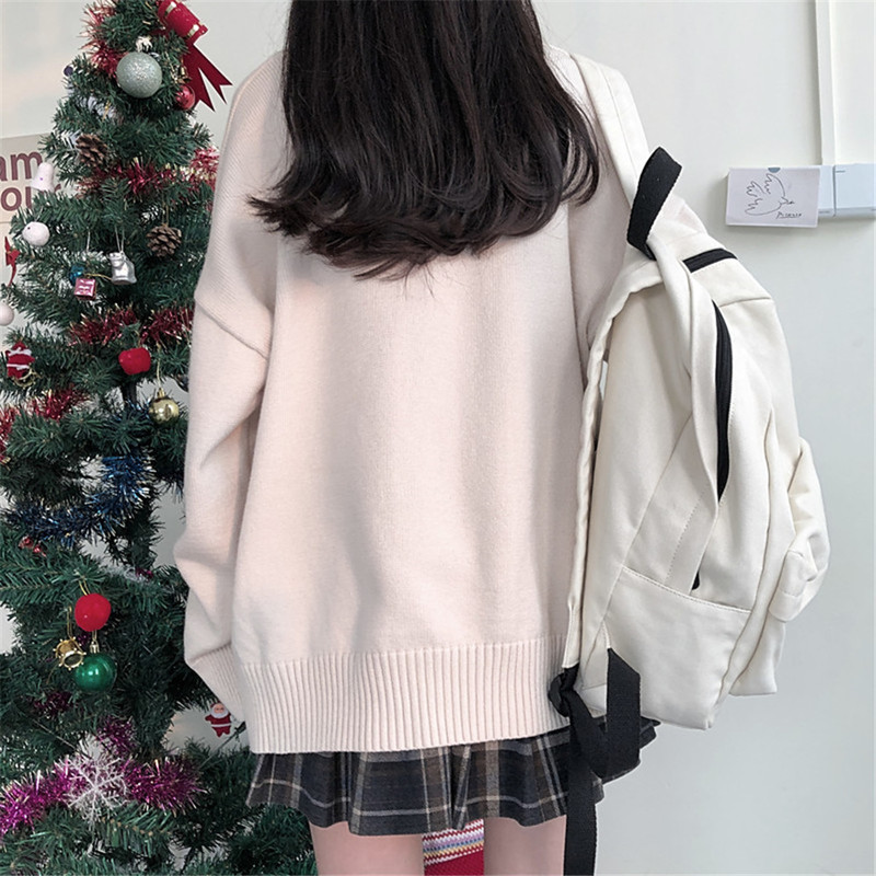 Women's Sweaters Japanese fashion College Loose Vneck Cardigan Sweater Female Outer Wear Sweater Coat japanese school uniform ZY6090 220920