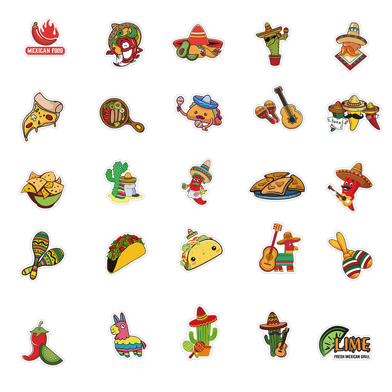 Mexican Music Stickers Pack for Water Bottle ordinateur portable Skateboard Motorcycle étanche décalant 2087986