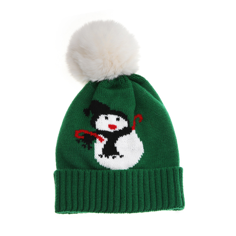 New Fashion Snowman Fur Pompom Knitted Beanie Caps winter hat for Children Children Boys Christmas Gifts 모자