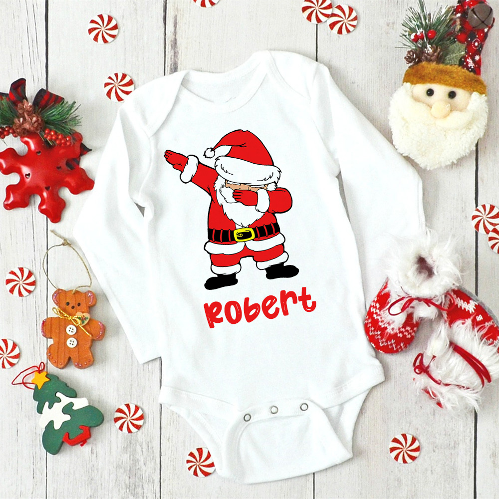 Personalised Christmas Baby Jumpsuit Custom Name Infant Outfit Clothes Boy Girl Holiday Party Bodysuit Deer Santa Newborn Romper