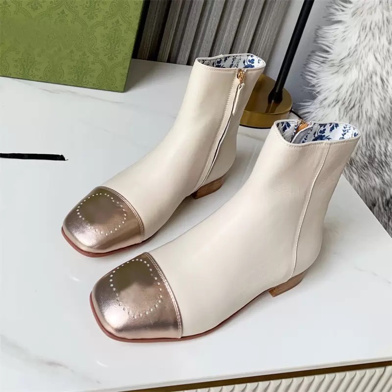 مصمم أحذية السيدات أحذية جلدية متوقعة مزدوجة G Bootss Fall Winter Brand Shoes Fashion Propelectile Madfort مع مربع الحجم 35-42
