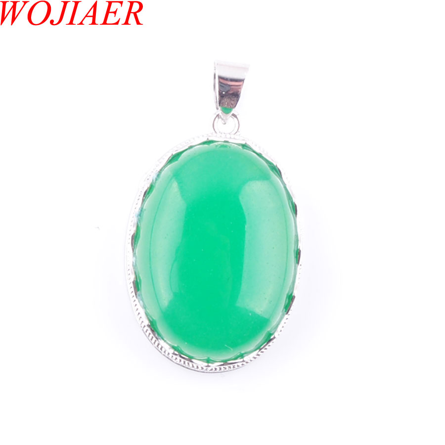 Natural Oval Cabochon Pendant Necklace Agates Jade Quartzs Ruby Stone For Women Jewelry Gift Size 21x28mm BN376