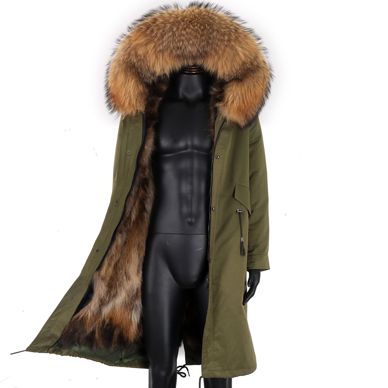 Heren bont faux lavelache waterdichte winterjas heren x-long parka's echte voering natuurlijke wasbeer kraagkap dik warm mannelijk jas 220919