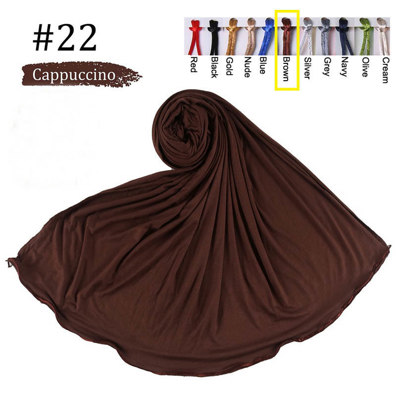 Schals Baumwolle Stretchy Plain Jersey Hijab Schal mit farbigen Linien Niederländische arabische muslimische Frauenschals 220920