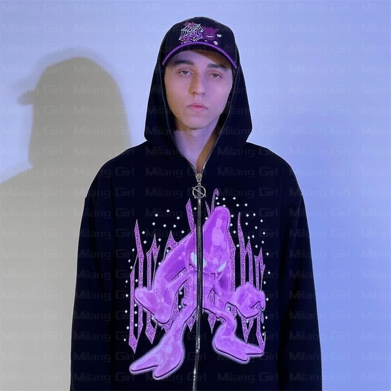 Kadın Hoodies Sweatshirts y2k kıyafetler fermuarlar büyük boy hip hop sokak kıyafeti kadın sweatshirt anime grafikleri goth harajuku grunge ceket emo 220919