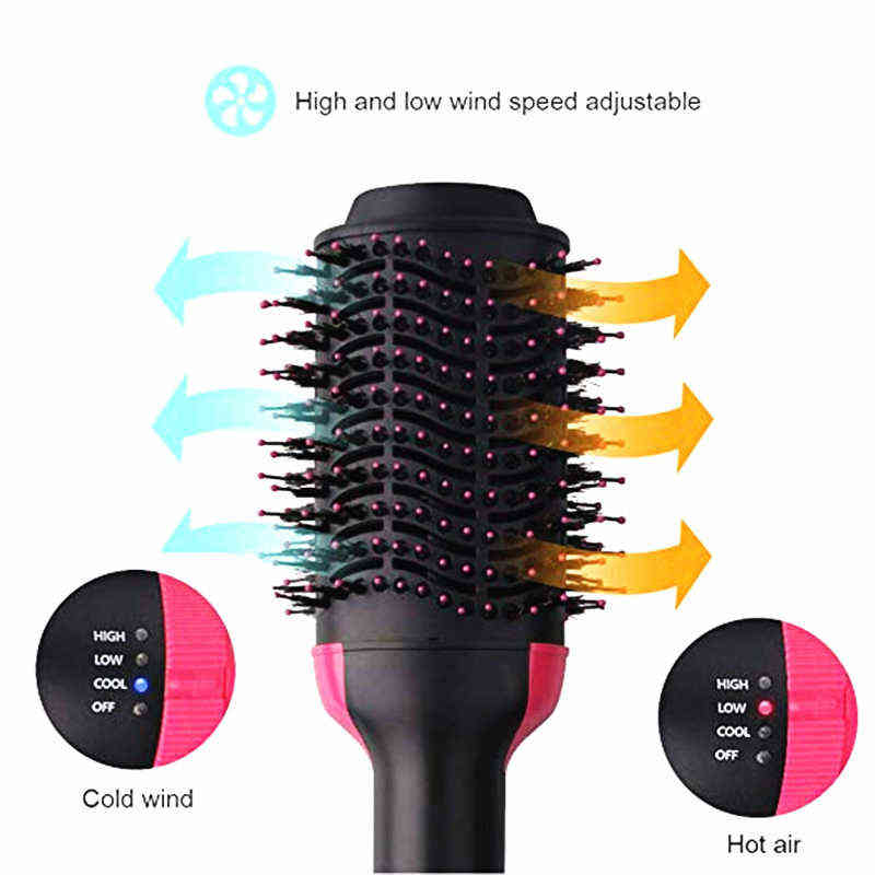 Haar krullen recht van haardroger hete luchtborstel Styler en Volumizer Hair Slager Curler Comb 1000W Roller Elektrisch ionen Föhn Borstel Huishol T220916