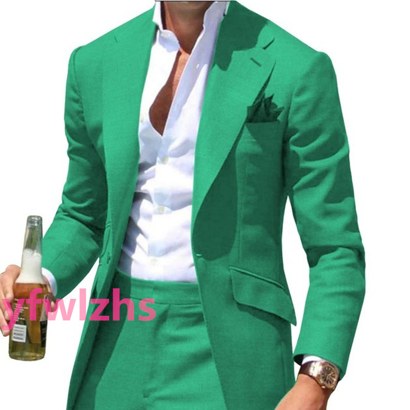 Personalize um bot￣o Tuxedos Notch lapela mass de duas pe￧as de jaqueta masculina formal blazer noivo Tuxedo cal￧as 01268