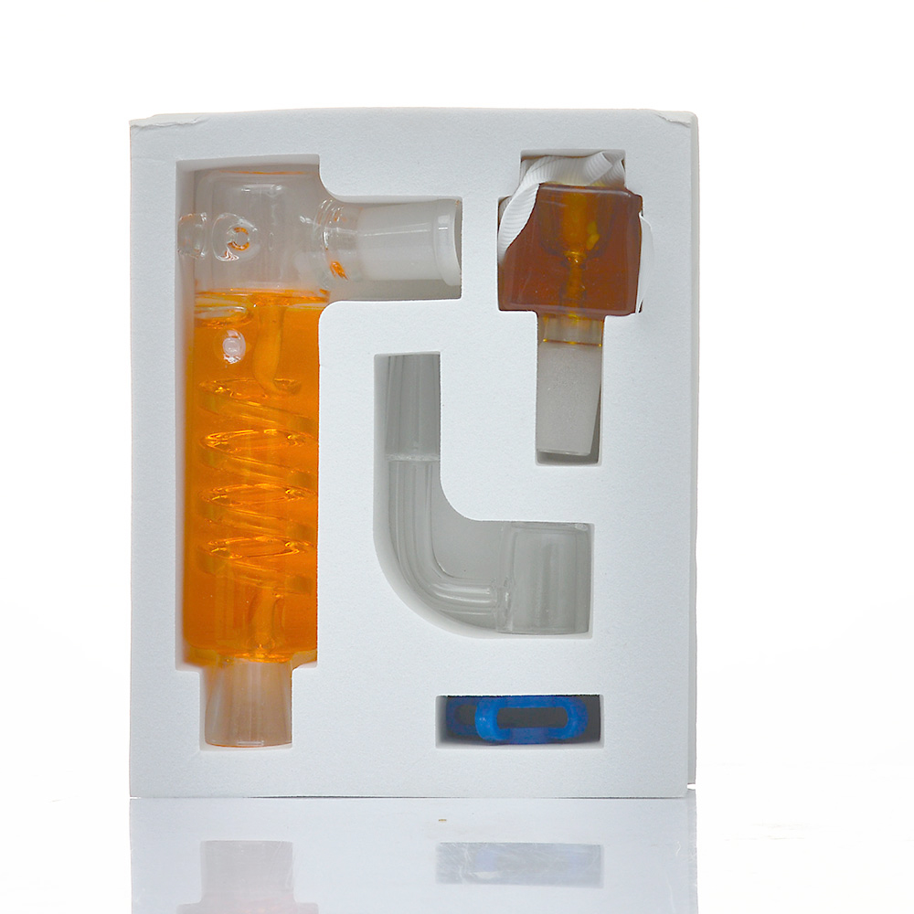 Аксессуары для курения 14 -миллиметровый глицерин -чиллер Двойной комплект с миской с замораживающим масляным кварцевым пластиковым зажим