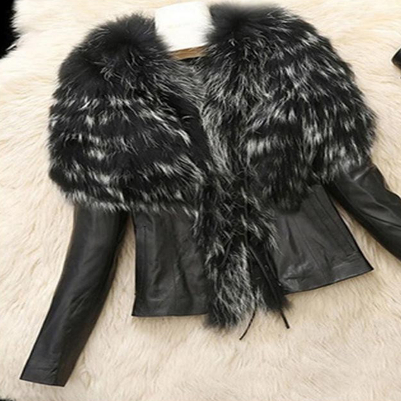 Kvinnors päls faux Autumn Winter Coat Jacket Female Slim Fit Pu Leather Coats Fluffy Outerwear Jackets 220919