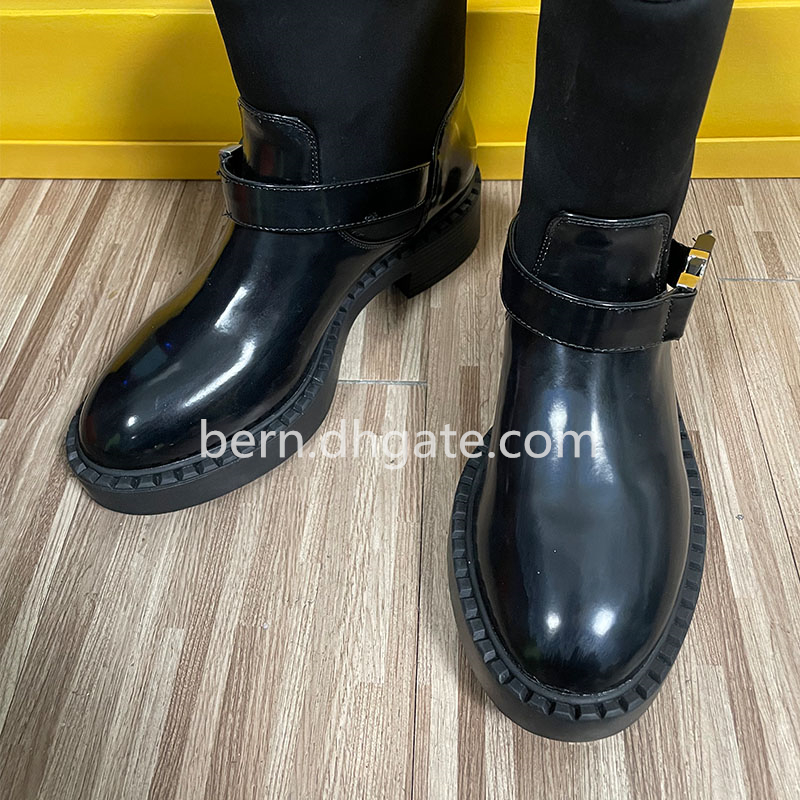 Brand Fashion Women's Half Boots with Side Buckle Mid Boots for Autumn Winter EU 35-40