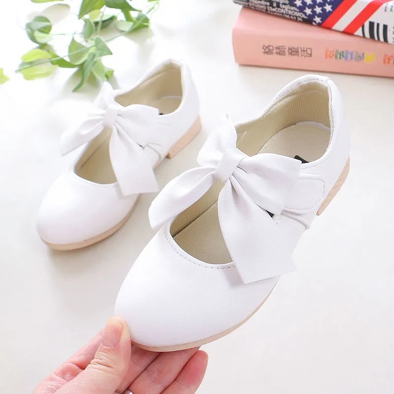 Sneakers White Pink Flower Children s Princess Leather Shoes For Teenager Kids Girls Sweet Dress 4 5 6 7 8 9 10 12 Years Old 220920