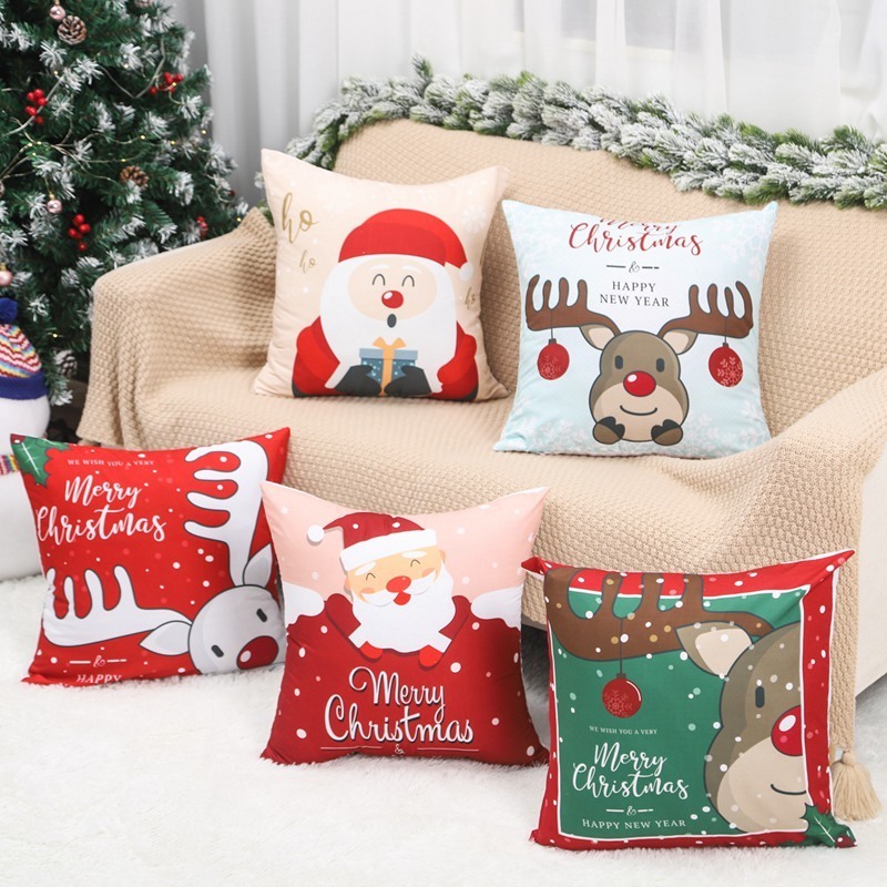 Kussen decoratief kussen kerstkast decoratieve sofa sneeuwman santa claus cover case 45 45 cm home decor 220919