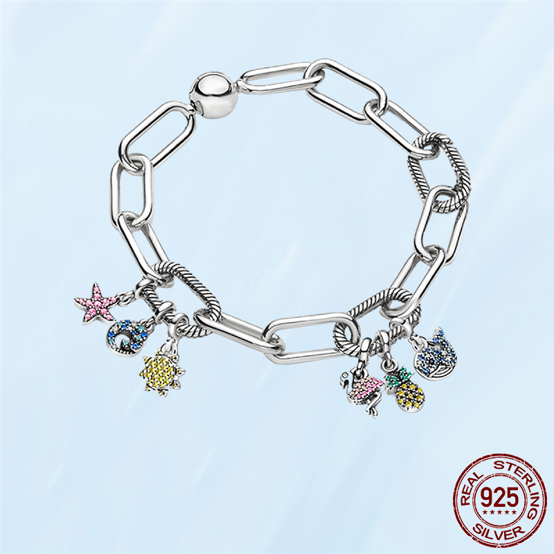 925 Silver Fit Charm 925 Bracelet Slender Link Me Bracelet For Women charms set Pendant DIY Fine Beads Jewelry4716559