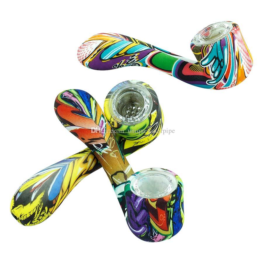 Acess￳rio de fuma￧a de tubo de vidro brilho de tabaco nos tubos escuros colorir melhor borbulgo bong bong bong rig