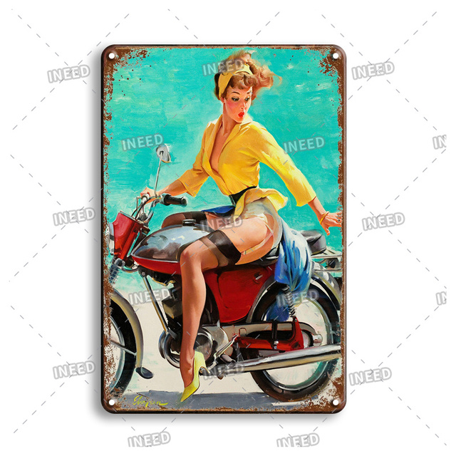 Beauty Girls плакат Pin Up Girl Metal Signs Car Tin Tin Plone Vintage Plate для мотоцикла Home Pub Bar Decor Decor
